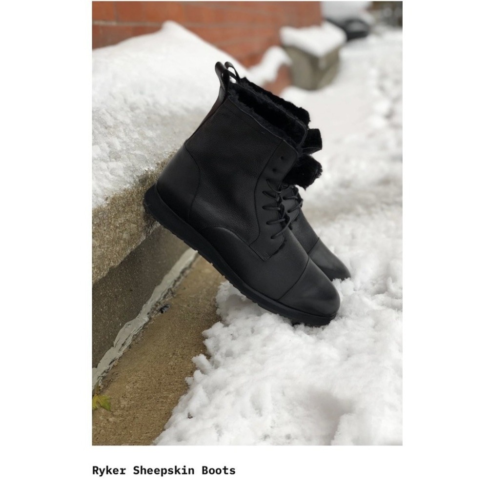 Marc Nolan Ryker Boots Sz 12 Black Leather Sheepskin Lined